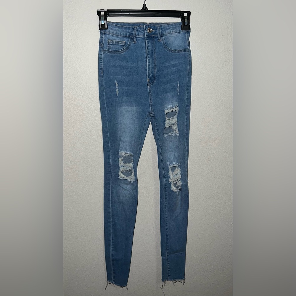 SHEIN High-waisted ripped jeans